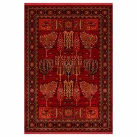 فرش ماشینی بزرگمهر طرح بلوچی کد87020 زمینه لاکی 