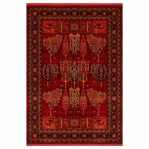 فرش ماشینی بزرگمهر طرح بلوچی کد87020 زمینه لاکی