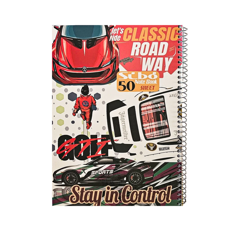 دفتر مشق 50 برگ سیبو مدل ماشین طرح classic roadway کد s3-129