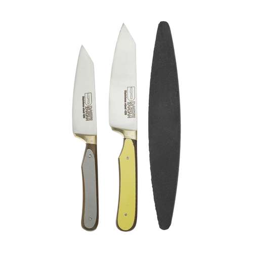 چاقو و سنگ چاقو تیزکن ثمین دست زنجان مدل SDZ722-138 مجموعه سه عددی