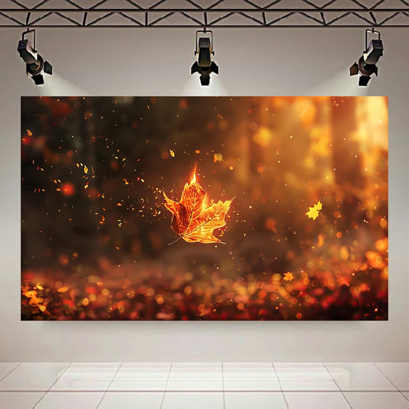 تابلو بوم طرح برگ نارنجی مدل پاییزی کد AR305024