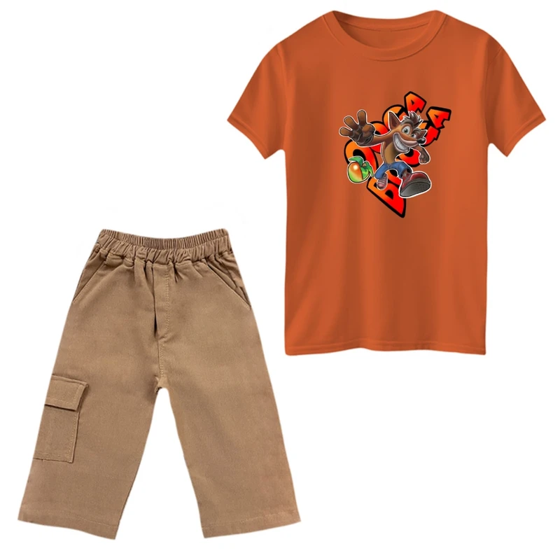 ست تی‌شرت و شلوارک پسرانه مدل کراش کد 2