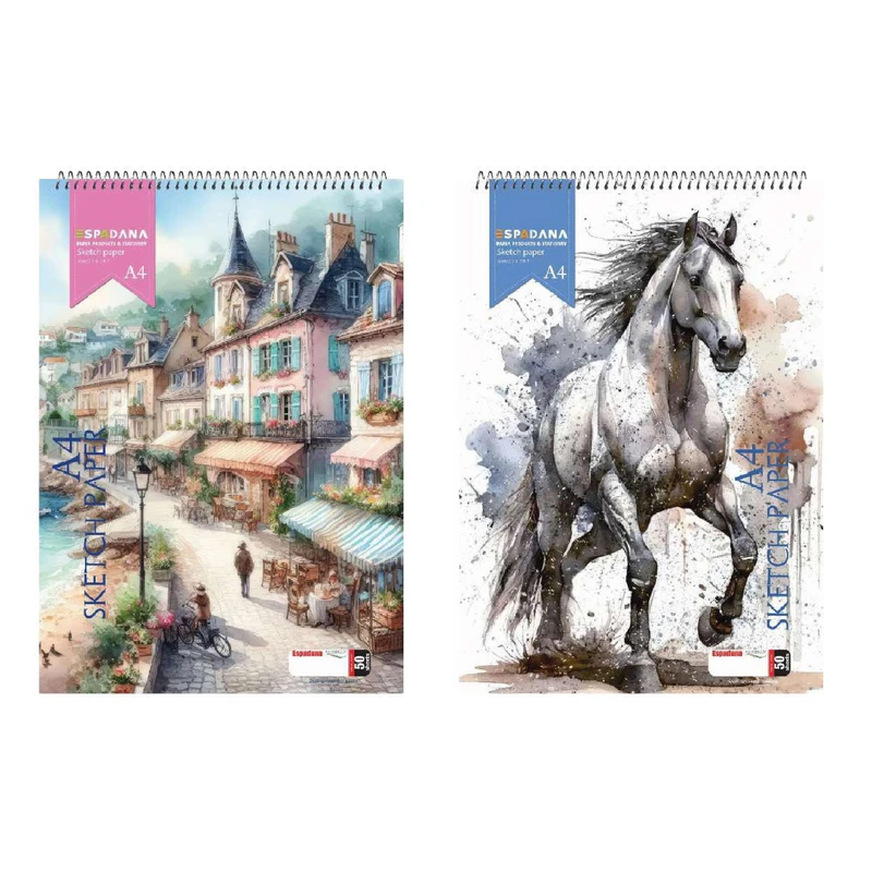 دفتر طراحی 50 برگ اسپادانا مدل فنر بالا کد 59256 مجموعه 2 عددی