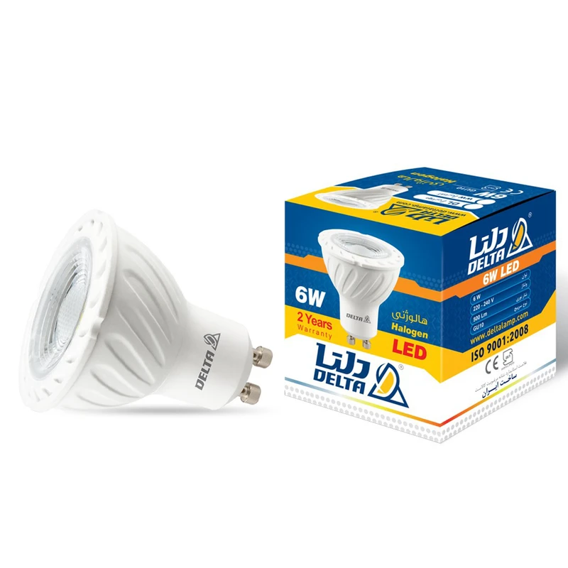 لامپ ال ای دی 6 وات دلتا مدل هالوژن پایه GU10 بسته 2 عددی