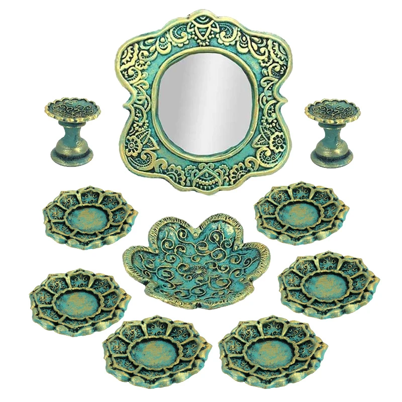 مجموعه ظروف هفت سین 10 پارچه مدل پرنده اسلیمی