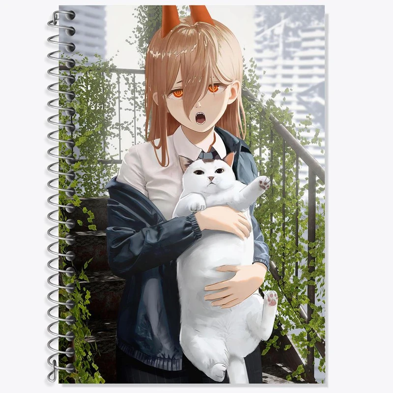 دفتر لغت 50 برگ خندالو مدل ماکیما انیمه مرد اره ای Chainsaw Man کد 23175