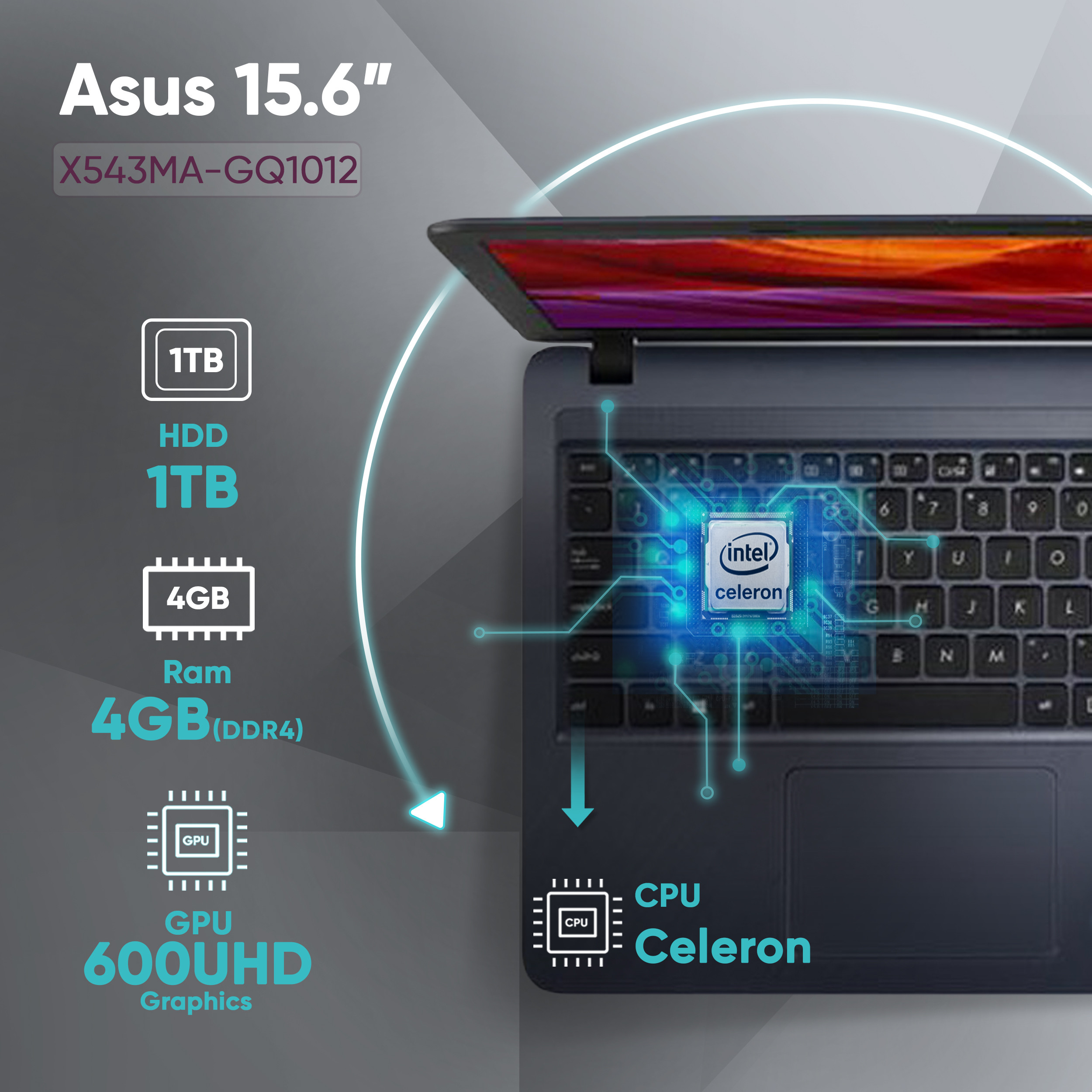 لپ تاپ 15.6 اینچی ایسوس مدل X543MA-GQ1012-Celeron 4GB 1HDD لپ تاپ 15.6 اینچی ایسوس مدل X543MA-GQ1012-Celeron 4GB 1HDD