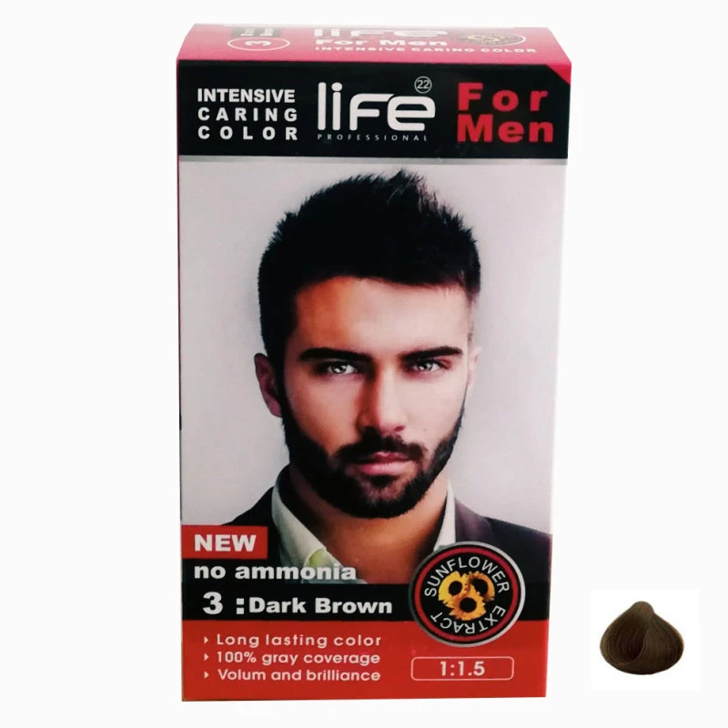 کیت رنگ مو لایف شماره 3 حجم 50 میلی لیتر رنگ قهوه ای تیره