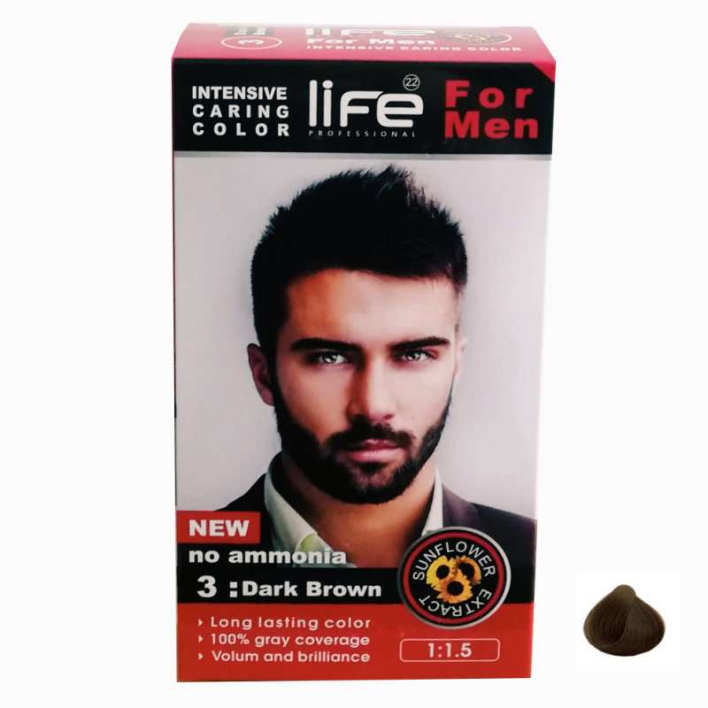 کیت رنگ مو لایف شماره 3 حجم 50 میلی لیتر رنگ قهوه ای تیره کیت رنگ مو لایف شماره 3 حجم 50 میلی لیتر رنگ قهوه ای تیره