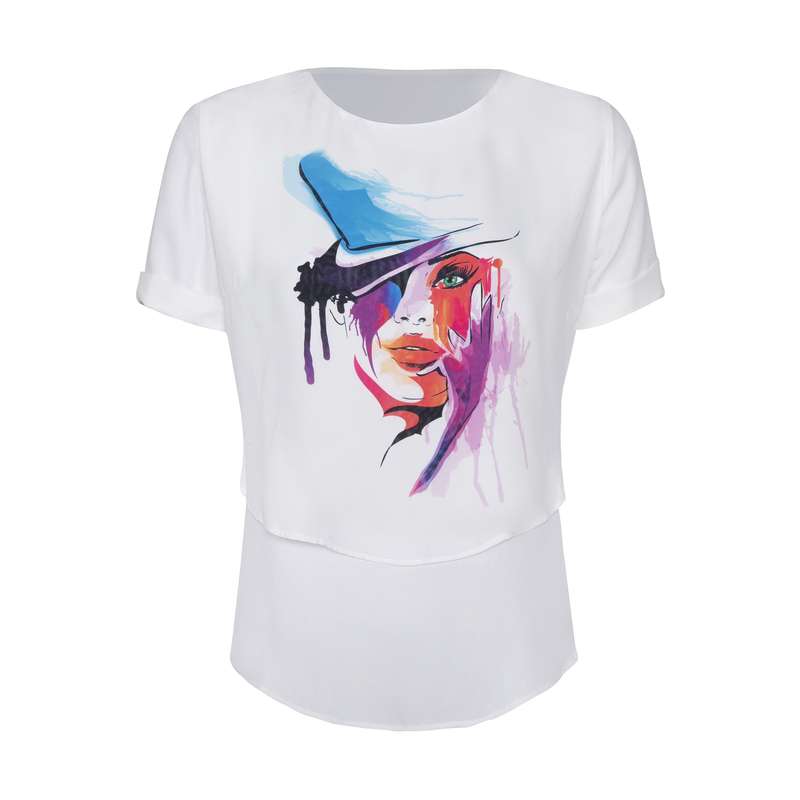 بلوز زنانه مدل کیمیا طرح لی فور نیم رخ آبرنگی