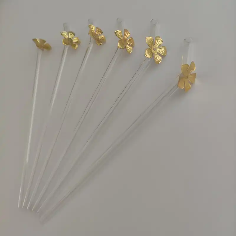 نی شربت خوری مدل شیشه ای سرکج کد 945 مجموعه 6 عددی