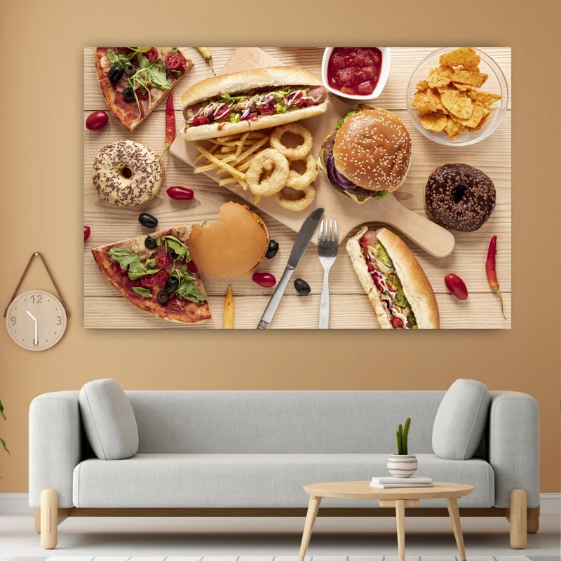 تابلو بوم طرح فست فود مدل همبرگر و ساندویچ کد SDB1252