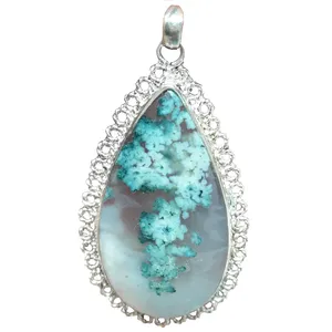 آویز گردنبند نقره زنانه مدل نگین عقیق شجر