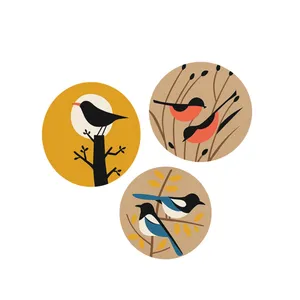 بشقاب دیوارکوب سفالی طرح پرنده کد 22 مجموعه 3 عددی