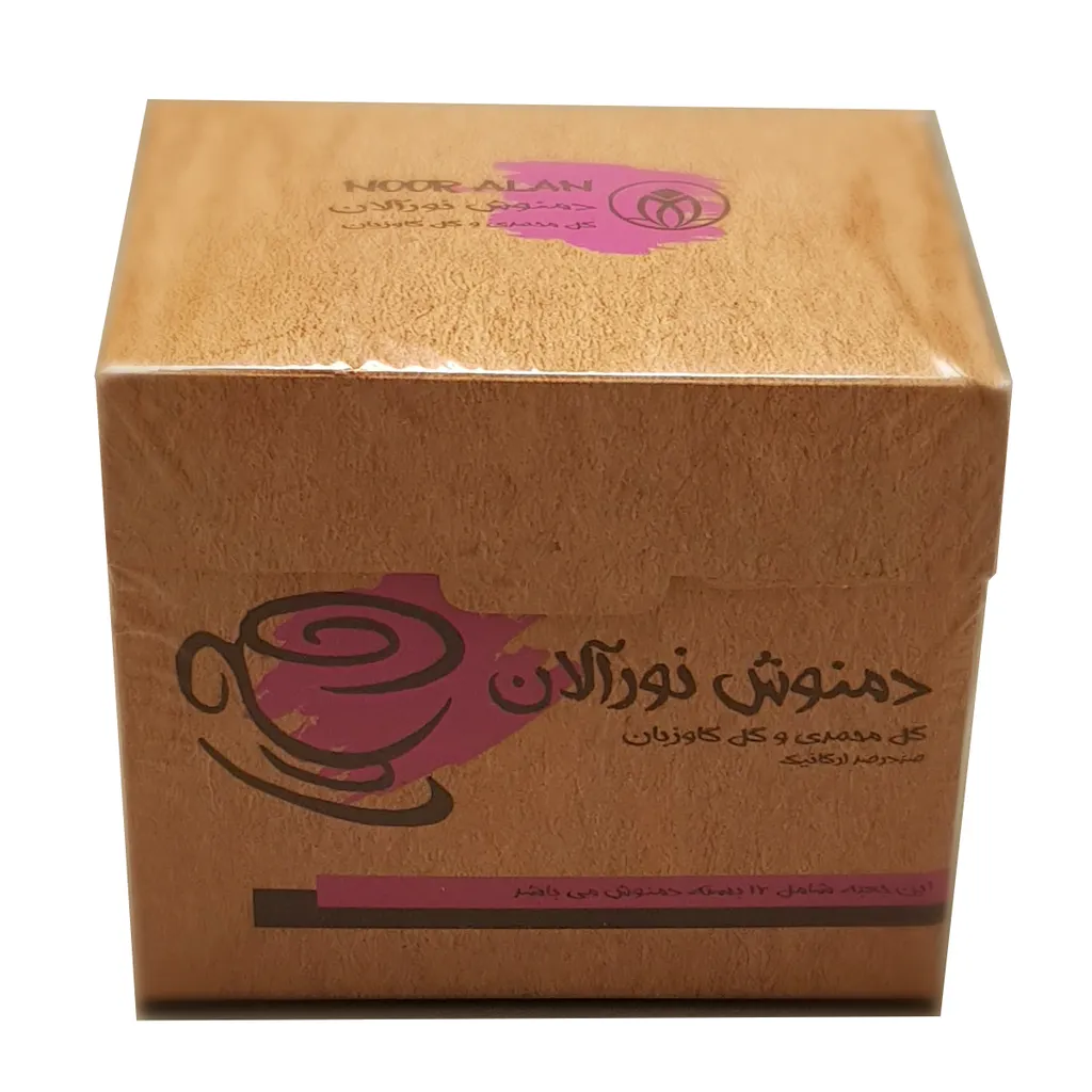 دمنوش گل محمدی و گل گاوزبان نورآلان بسته 12 عددی