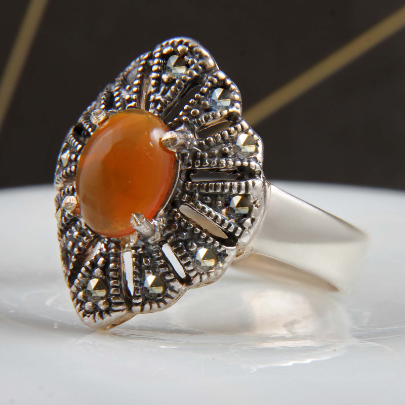 انگشتر نقره زنانه بازرگانی میلادی مدل عقیق جواهری نگین مارکازیت کد AW_530 انگشتر نقره زنانه بازرگانی میلادی مدل عقیق جواهری نگین مارکازیت کد AW_530