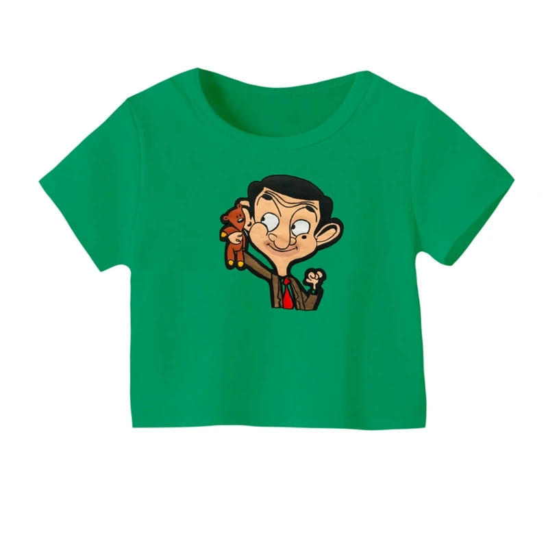 کراپ‌ تی‌شرت آستین کوتاه زنانه مدل مستربین و خرسش