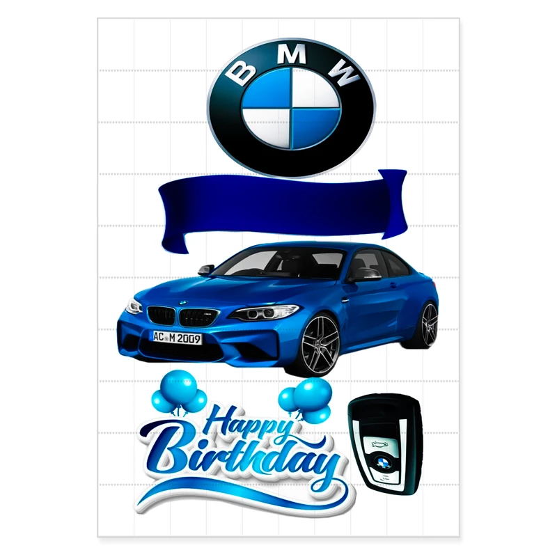 برچسب مدل تبریک تولد طرح BMW کد 00