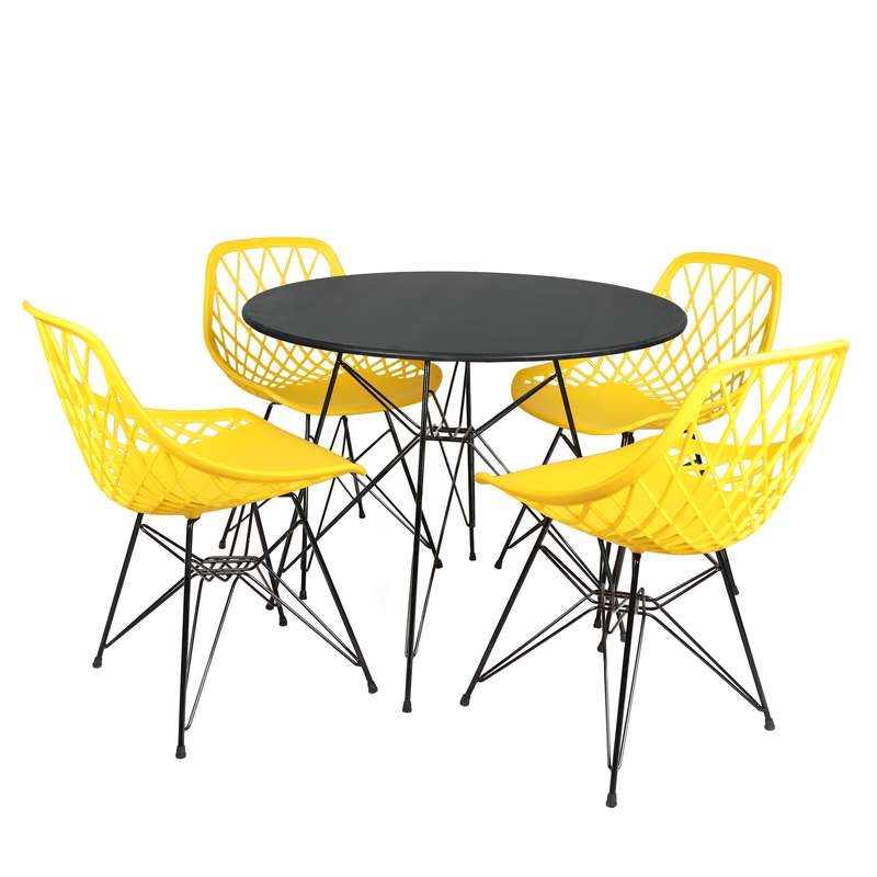 میز و صندلی ناهارخوری چهار نفره مدل الماس فایبرگلاس پایه فلزی GM میز و صندلی ناهارخوری چهار نفره مدل الماس فایبرگلاس پایه فلزی GM