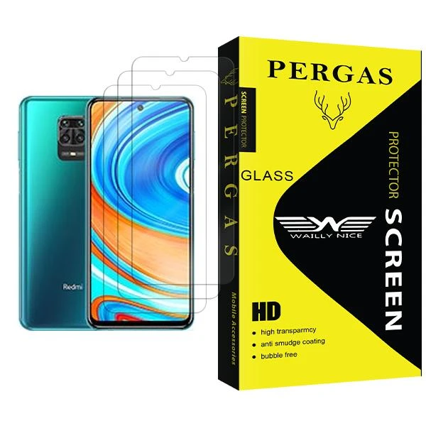 محافظ صفحه نمایش وایلی نایس مدل Pergas Glass MIX003 مناسب برای گوشی موبایل شیائومی Redmi Note 9 Pro Max بسته سه عددی