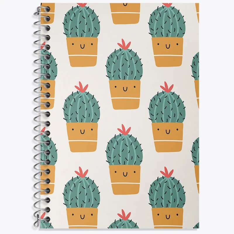 دفتر زبان 50 برگ خندالو مدل دو خط طرح کاکتوس کد N353