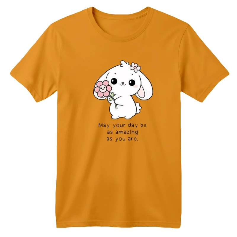 تی شرت آستین کوتاه بچگانه مدل خرگوش و گل