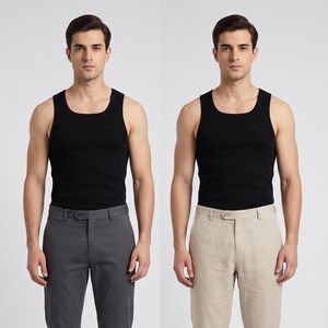 زیرپوش رکابی یقه خشتی مردانه جناب مدل Tank Top-A بسته 2 عددی