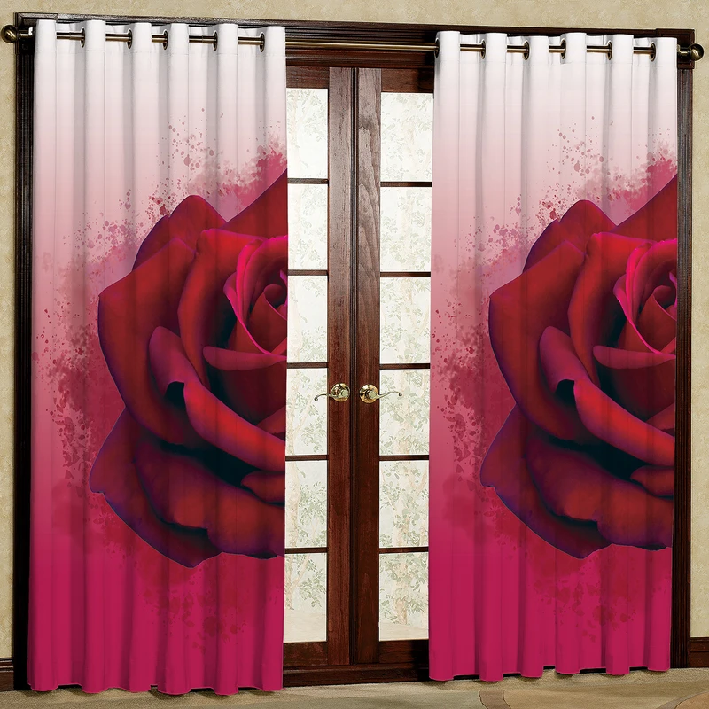  پرده مدل گل رز مخمل پانچی کد 293 سایز 140x280 سانتی متر