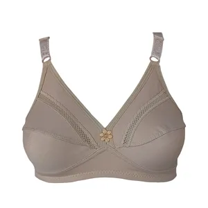 سوتین زنانه مدل نخی ژوردار کد S4104-03 رنگ کرم