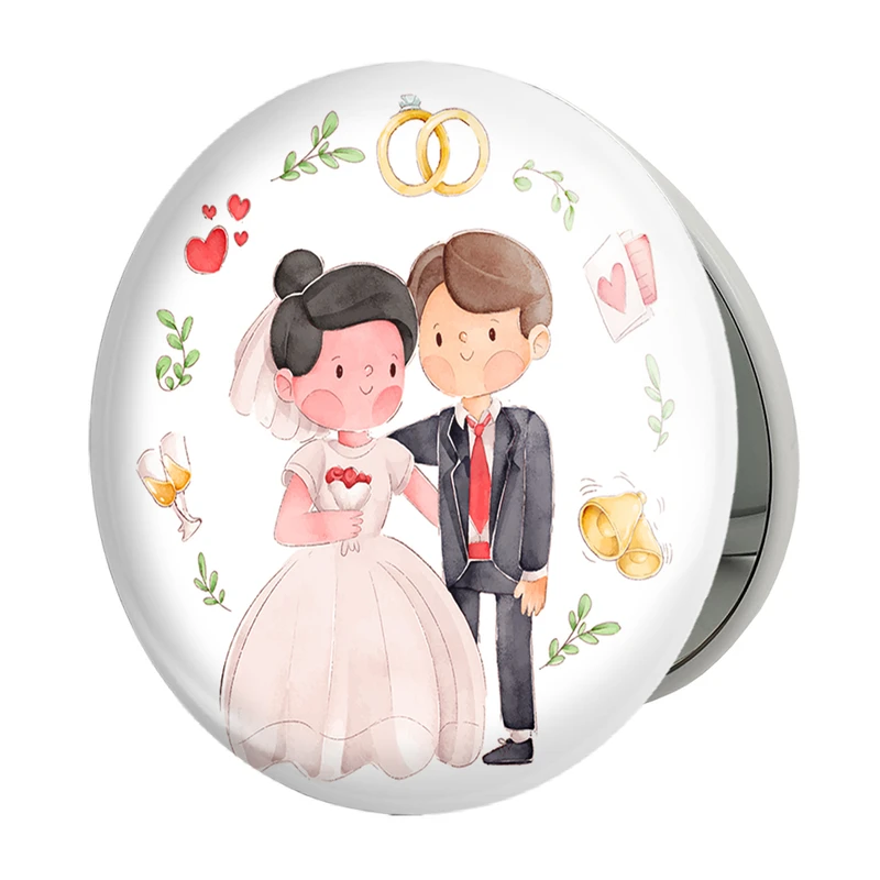 آینه جیبی خندالو طرح عروس و داماد مدل تاشو کد 29623