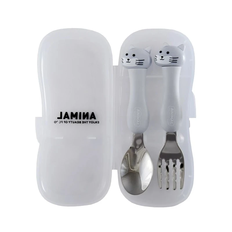 قاشق و چنگال کودک مدل عروسکی طرح گربه کد S14