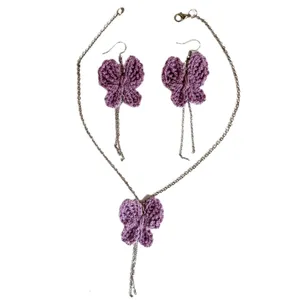 ست گردنبند و گوشواره دست ساز زنانه مدل پروانه کد P1