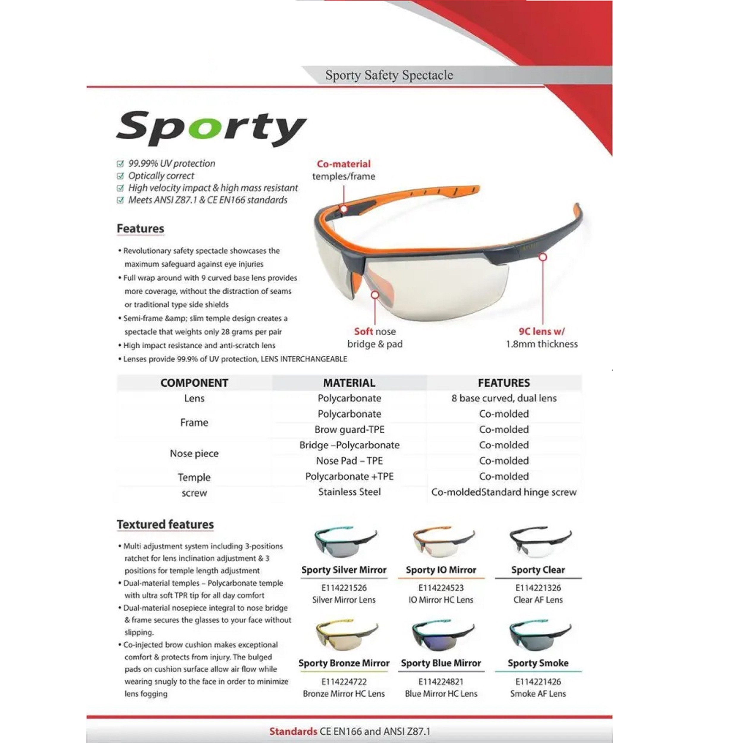 عینک ایمنی مدل مهندسی اسپرت SPORTY SPECTCACLE