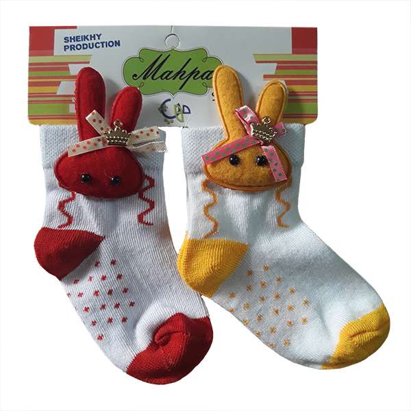 جوراب دخترانه مهپا مدل عروسکی خالدار سایز 1 مجموعه 2 عددی