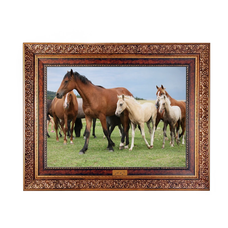 تابلو فرش ماشینی نقش نگار رضوی طرح اسب کد 6191C
