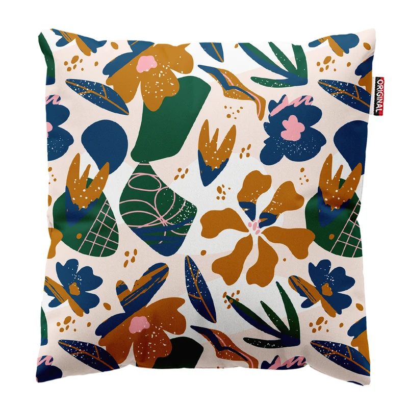 کوسن پاد آفرین مدل فانتزی طرح گل و برگ کد PK402232 سایز 40*40 سانتی متر