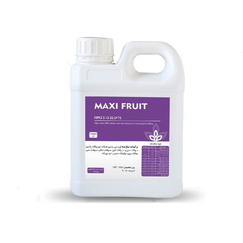 کود مکسی فروت اگریکم مدل NPKS 5-22-32-2+TE d حجم یک لیتر