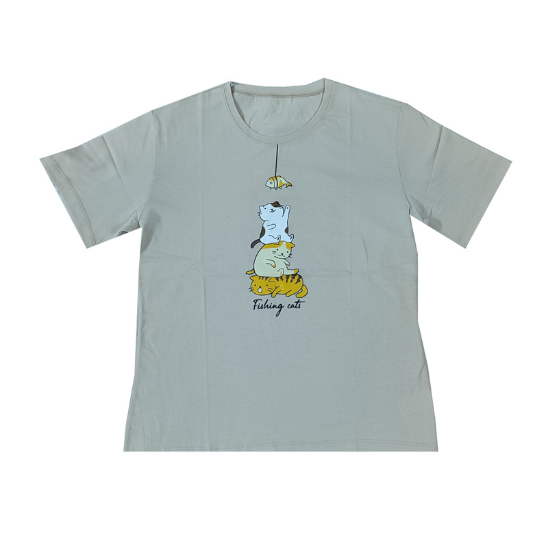 تی شرت آستین کوتاه زنانه مدل گربه ماهی کد 06