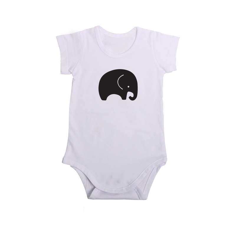 بادی آستین کوتاه نوزادی مدل فیل کد fil-w-1