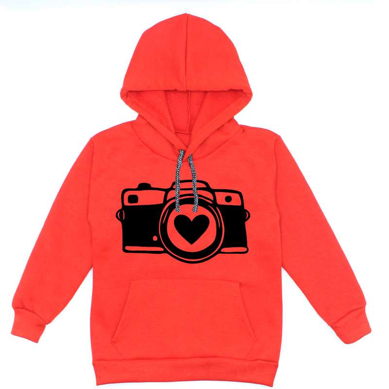 هودی دخترانه مدل دوربین عکاسی A08 رنگ قرمز