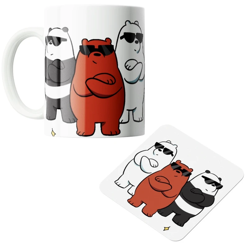 ماگ پاد افرین مدل خرسی کد 85 به همراه زیر لیوانی