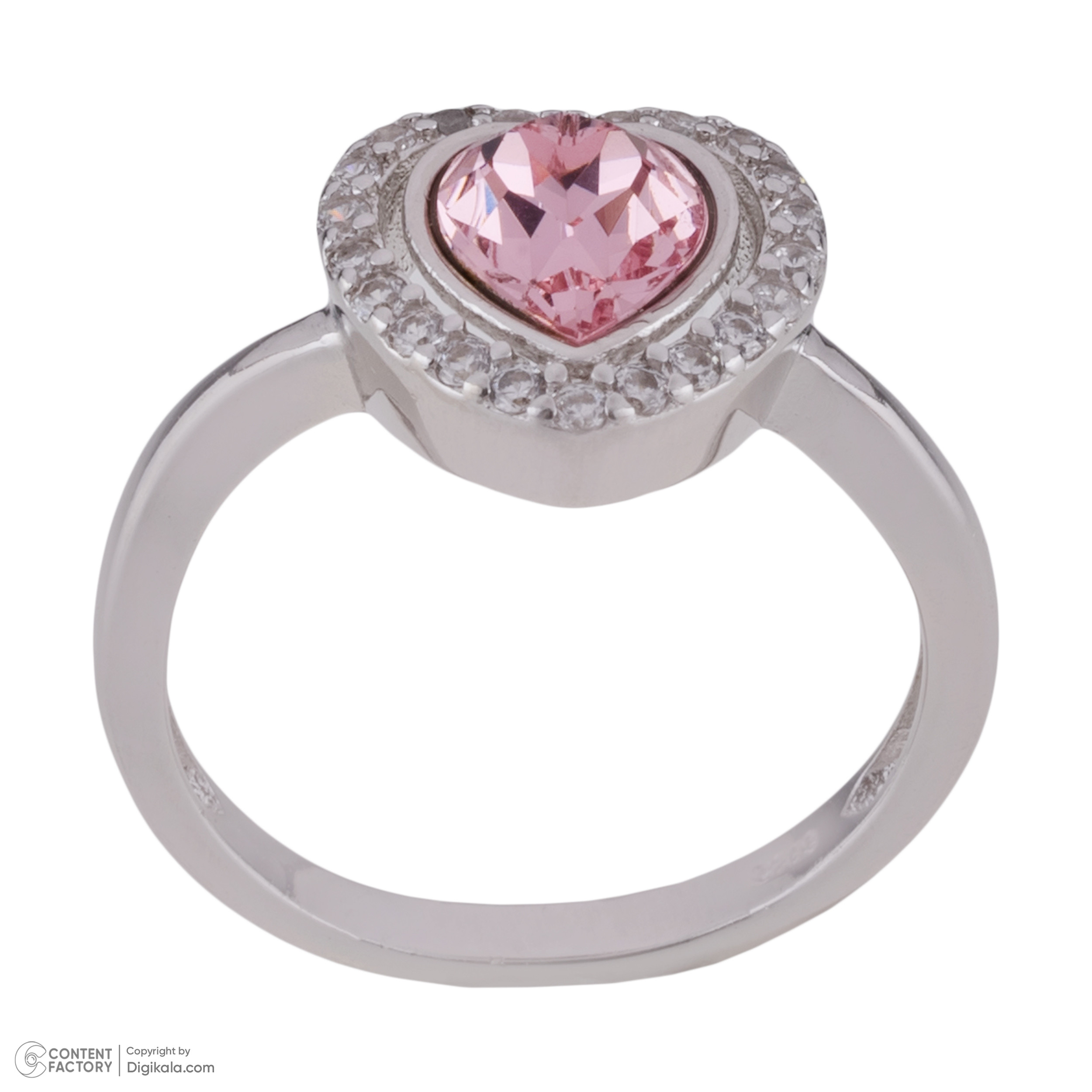انگشتر نقره زنانه سواروسکی مدل قلب دور سنگ جواهری کد 477887