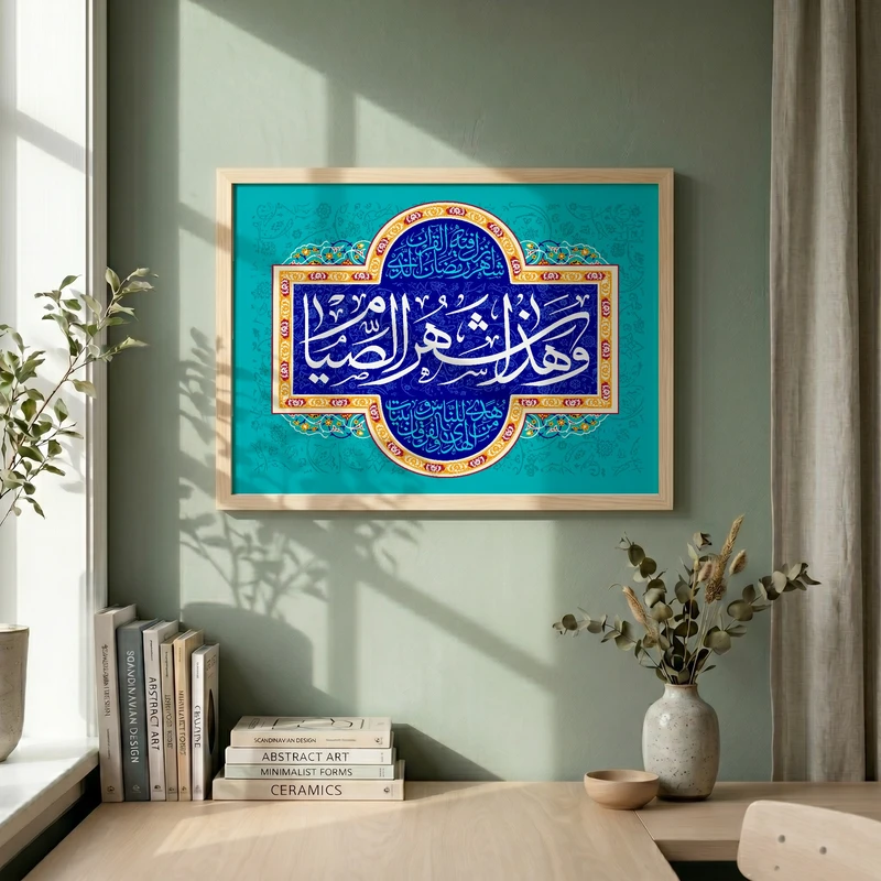 تابلو طرح و هذا شهر الصیام مدل G14873 فریم کرم روشن