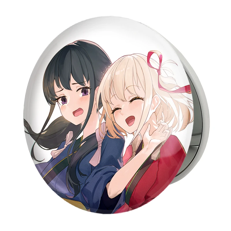 آینه جیبی خندالو طرح تاکینا و چیساتو انیمه لیکوریس ریکویل Lycoris Recoil مدل تاشو کد 23062 