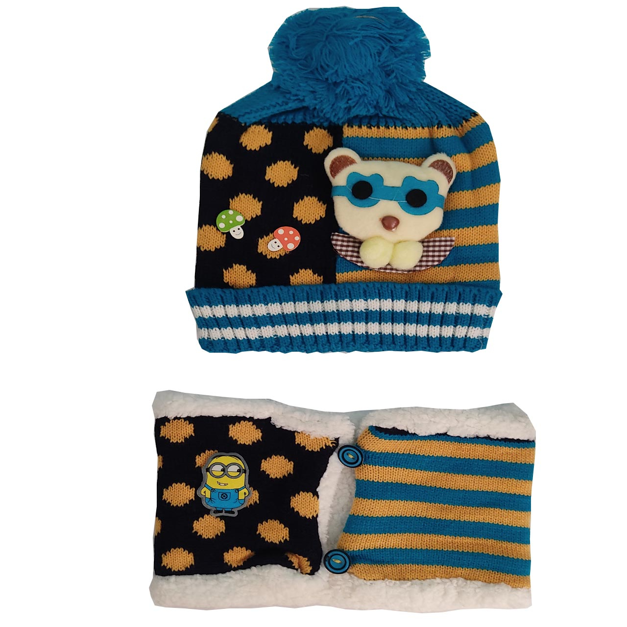 ست کلاه و شال گردن بافتنی بچگانه مدل 1007dgb