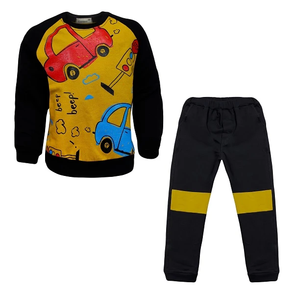 عکس شماره 6 : ست سویشرت و شلوار پسرانه مدل رگلان ماشین