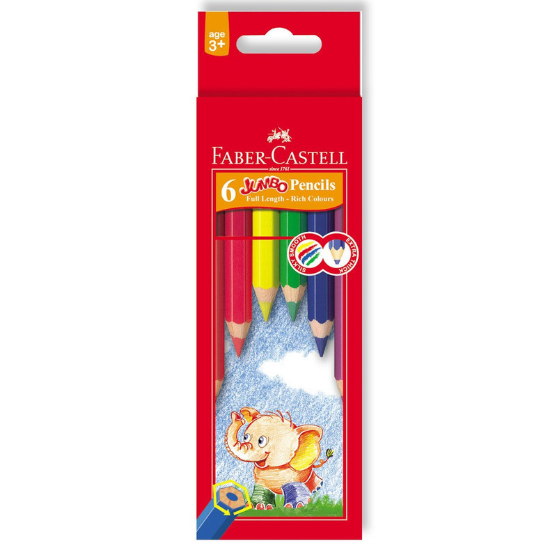 مداد رنگی 6 رنگ فابرکاستل مدل Jumbo کد 3