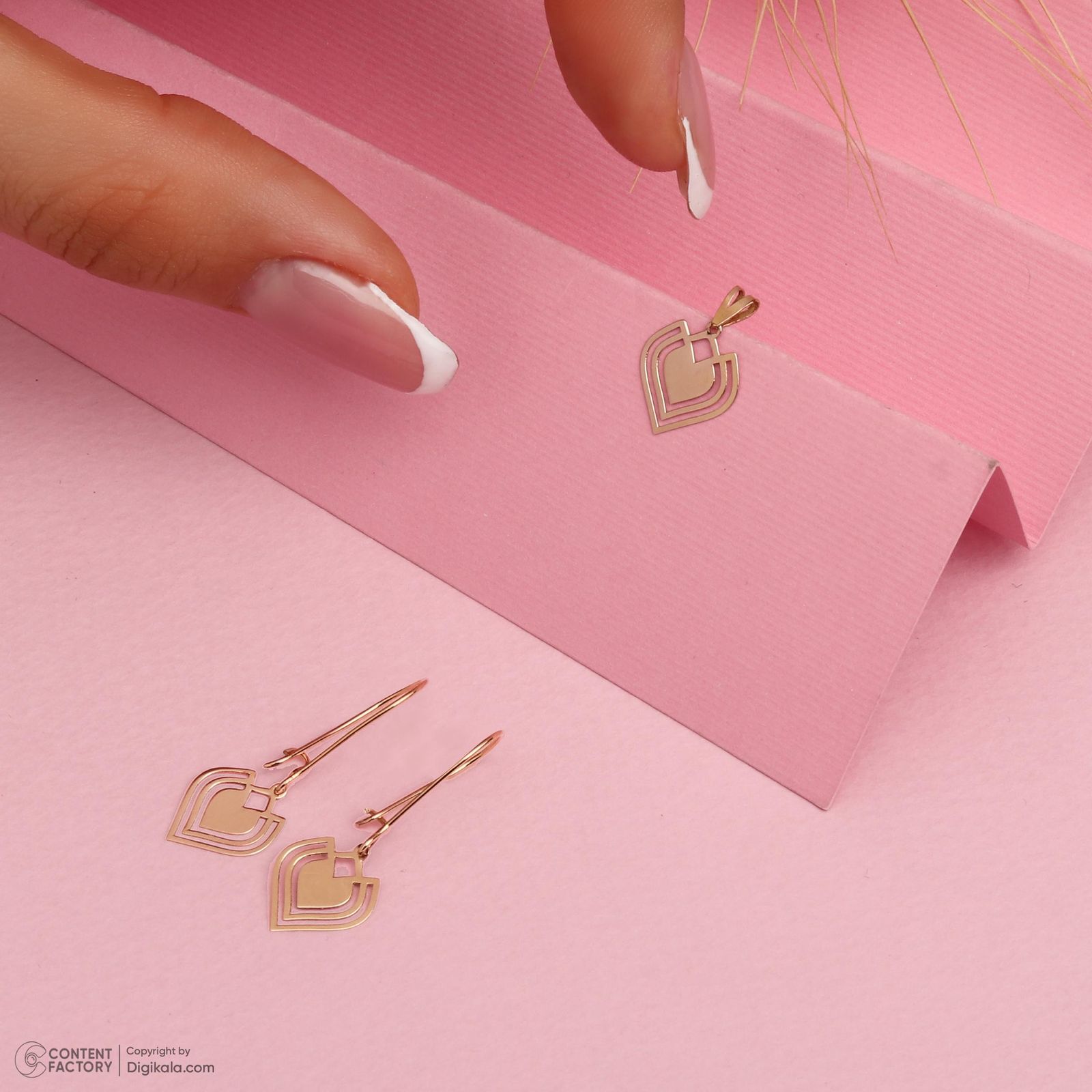 نیم ست طلا 18 عیار زنانه حافا گلد مدل قلب کد nim10 -  - 5