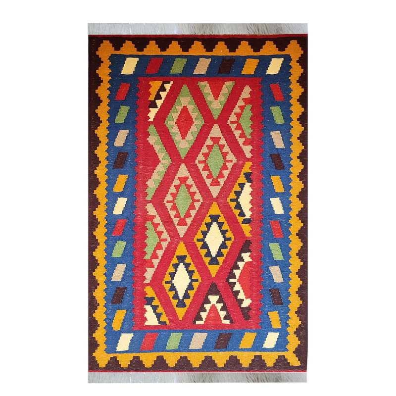 گلیم دستباف یک و نیم متری طرح لوزی مدل AA