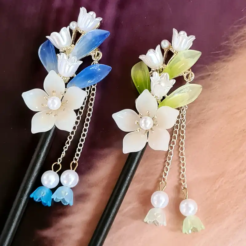 گیره مو زنانه مدل کانزاشی شکوفه گیلاس کد brg kw682